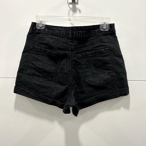 High waisted black denim shorts - Picture 3 of 3